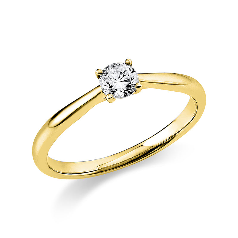 Ring 4er-Krappe 14 kt GG. 1 Brill. 0.25 ct. TW-si. B:1.9 mm. Weite:51