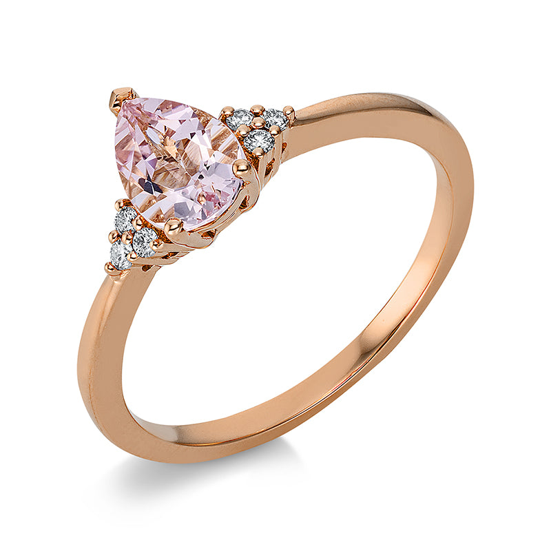 Ring 18 kt RG, 6 Brill. 0,06 ct, TW-si, 1 Morganit 0,69 ct rosé