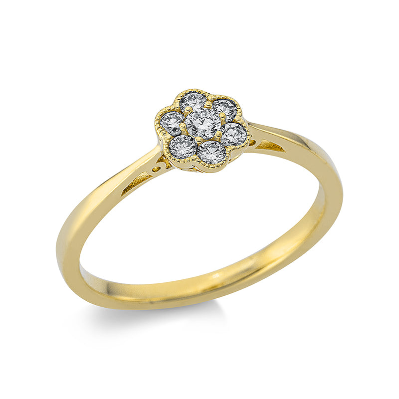 Ring 18 kt GG. 7 Brillanten 0.19 ct. TW-si. Weite:53