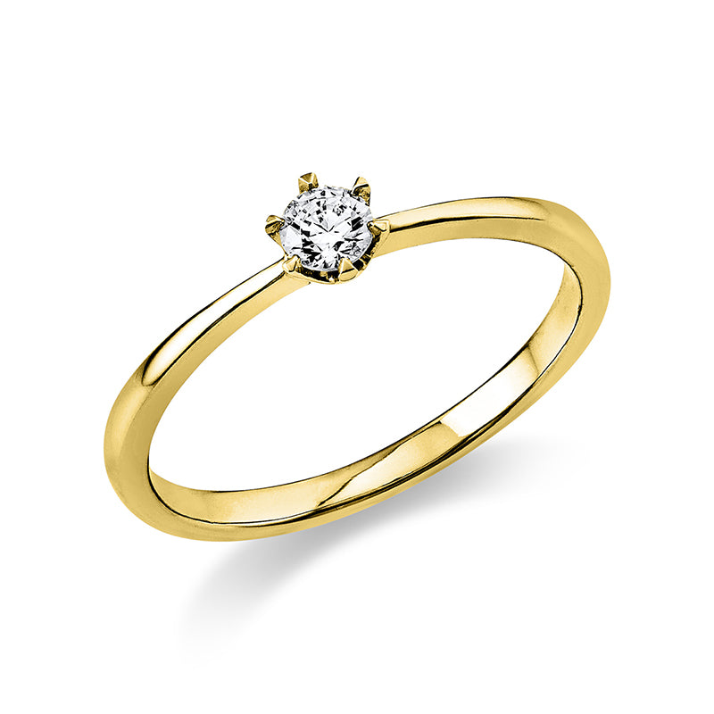 Ring 6er-Krappe 14 kt GG. 1 Brill. 0.15 ct. TW-si. B:2.1 mm. Weite:53