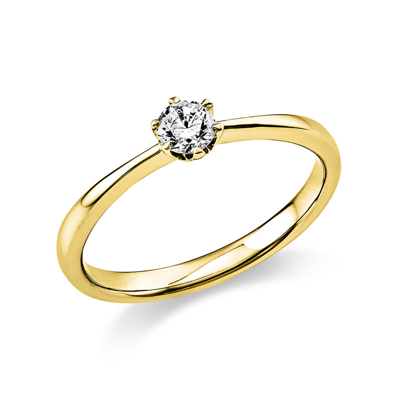 Ring 6er-Krappe 18 kt GG. 1 Brill. 0.20 ct. TW-si. B:2.1 mm. Weite:59