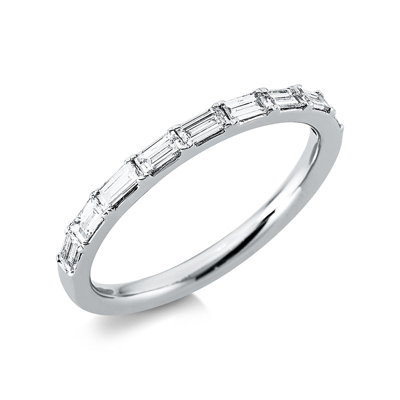 Ring 18 kt WG. 9 Baguette 0.34 ct. TW-vsi. B:2.2 mm. Weite:52